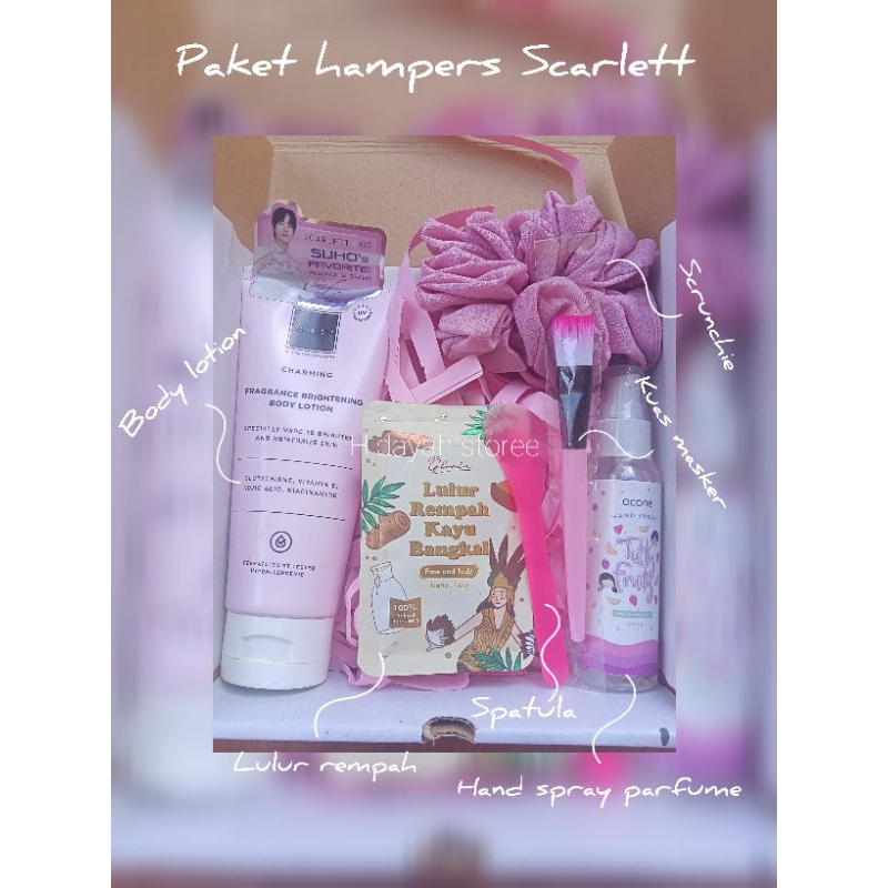 paket hampers cewek cowok | gift box masker parfum | scarlett geamoore utk wisuda ulang tahun annive