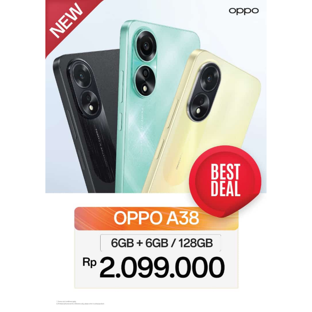 [AzamMediaPonsel] Oppo A38 Original Garansi Resmi Ram 6/128GB 4/128 +6GB Vram