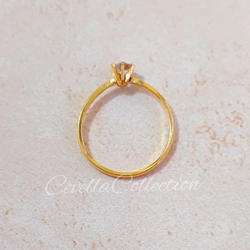 Cincin Mahkota 1 Mata Putih Emas Muda 1 Gram