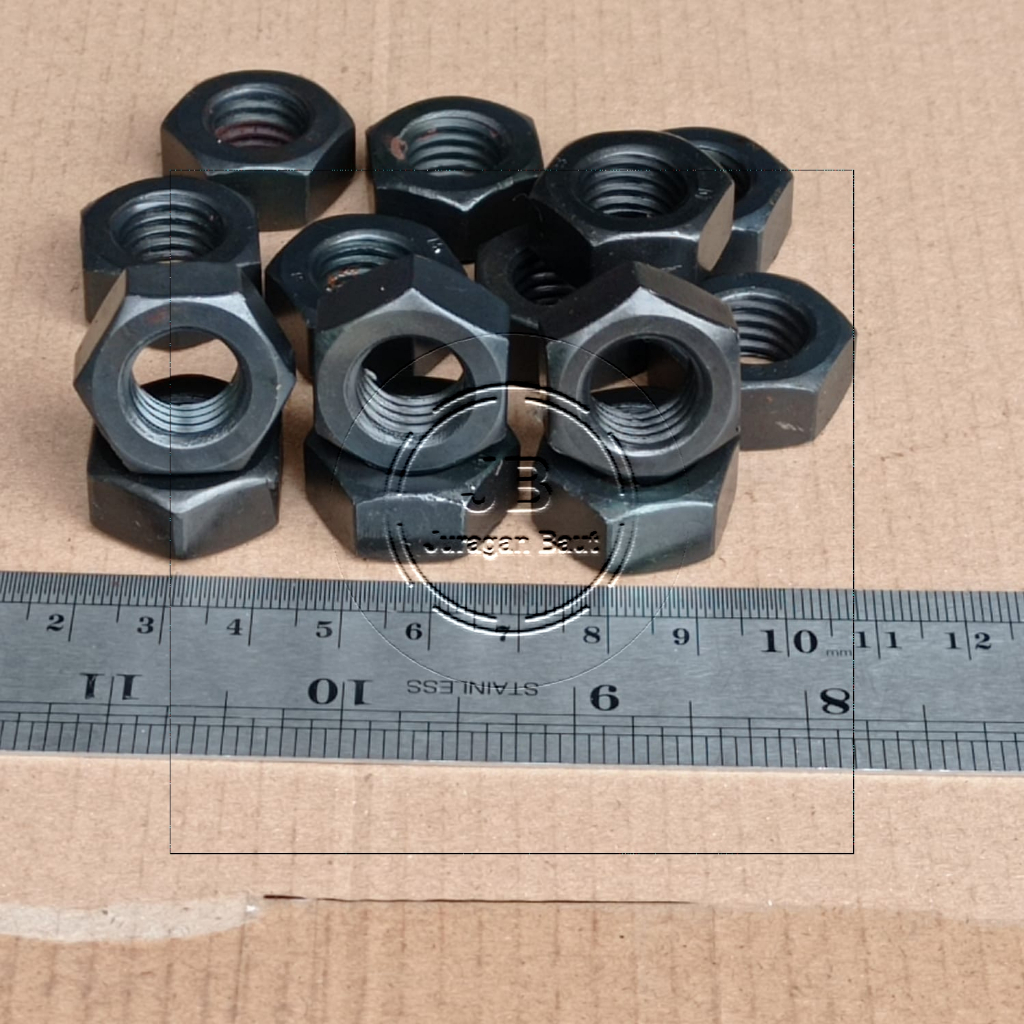 MUR KUNCI 22 M14 BAJA HITAM UNTUK BAUT 22 M14 PITCH DRAT 2.0 DIAMETER LUAR 22MM DIAMETER DALAM LUBAN