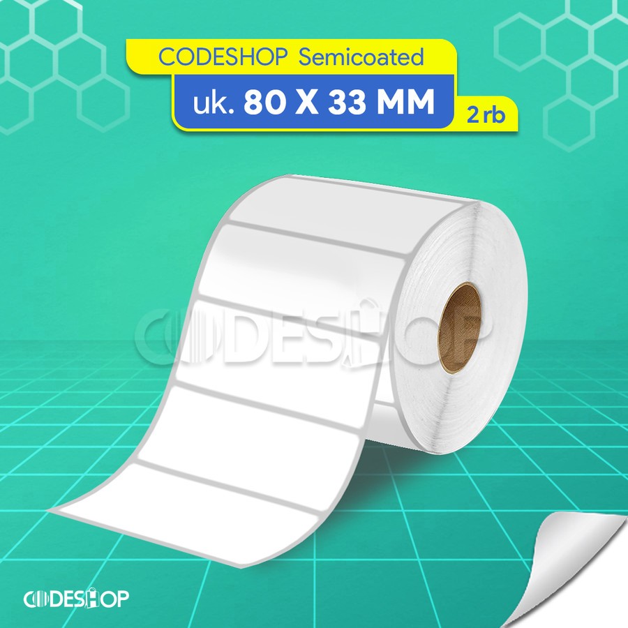 

Label Semicoated 80x33 mm Stiker Printer Barcode Zebra TSC