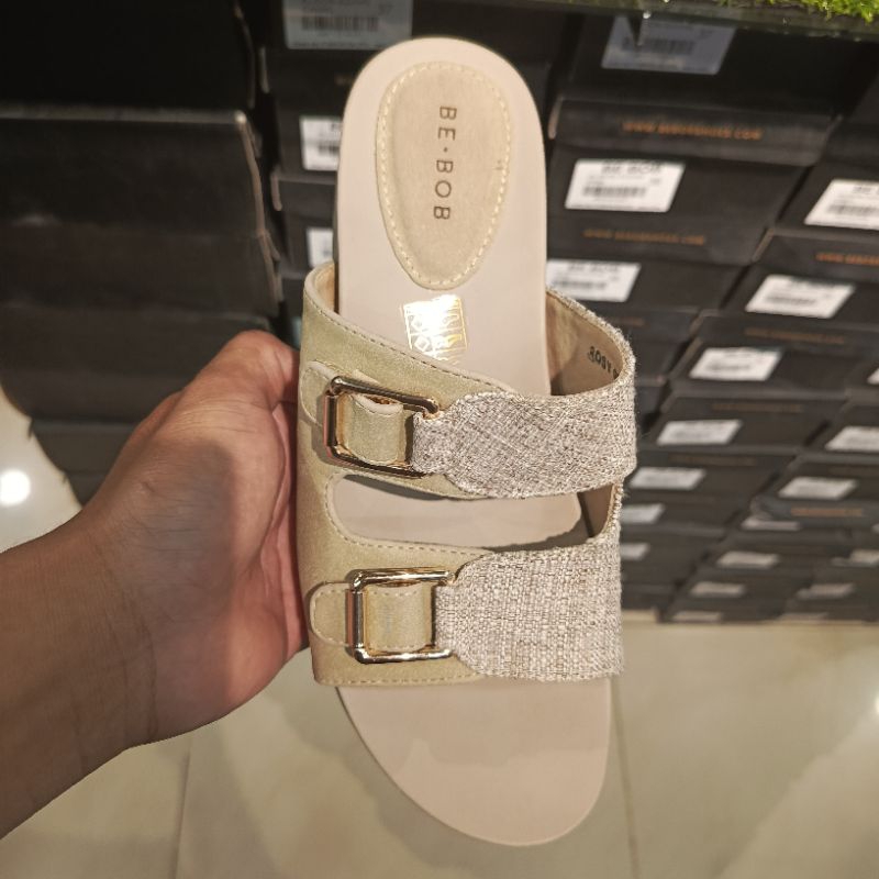 SANDAL SLIDE WANITA BRAND BE. BOB MOTIF TALI DUA TINGGI SOL 2 CM BAHAN BERKUALITAS PRODUK ORIGINAL B