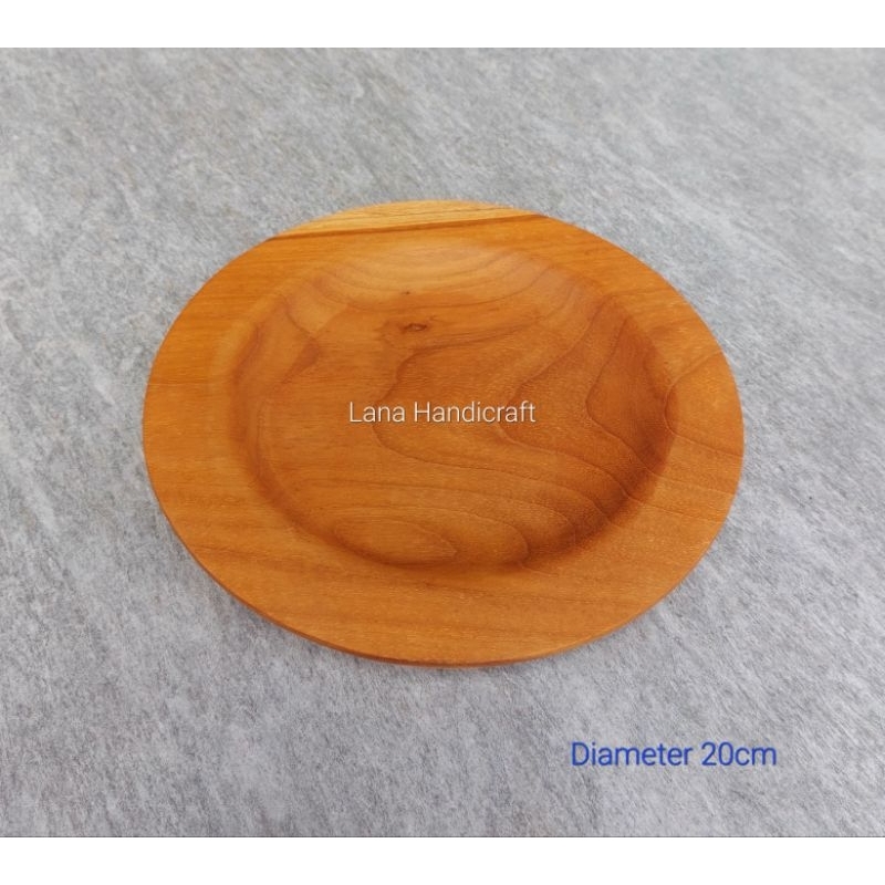 piring kayu/piring makan kayu jati 20cm (Model)