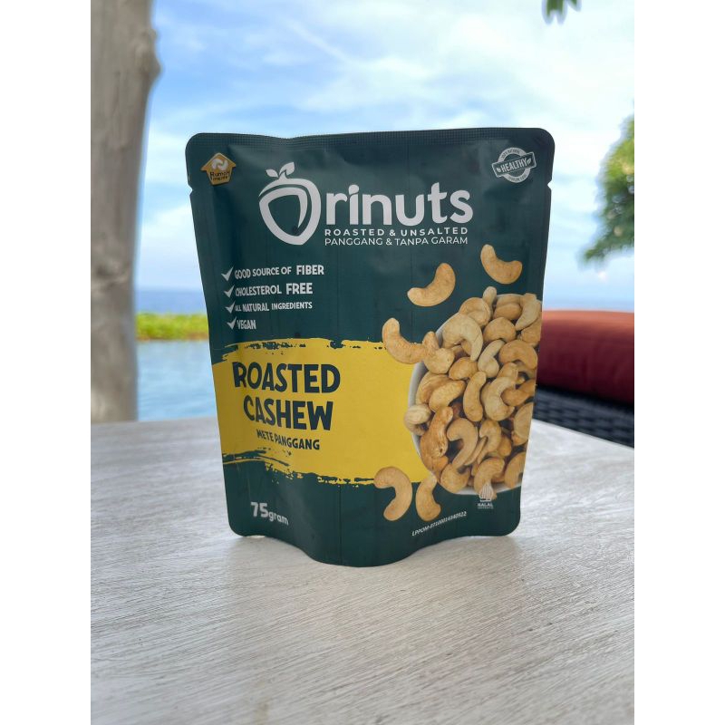 

ORINUTS KACANG METE PANGGANG 75GR (PREMIUM QUALITY CEMILAN DIET) ROASTED CASHEW PLAIN UNSALTED