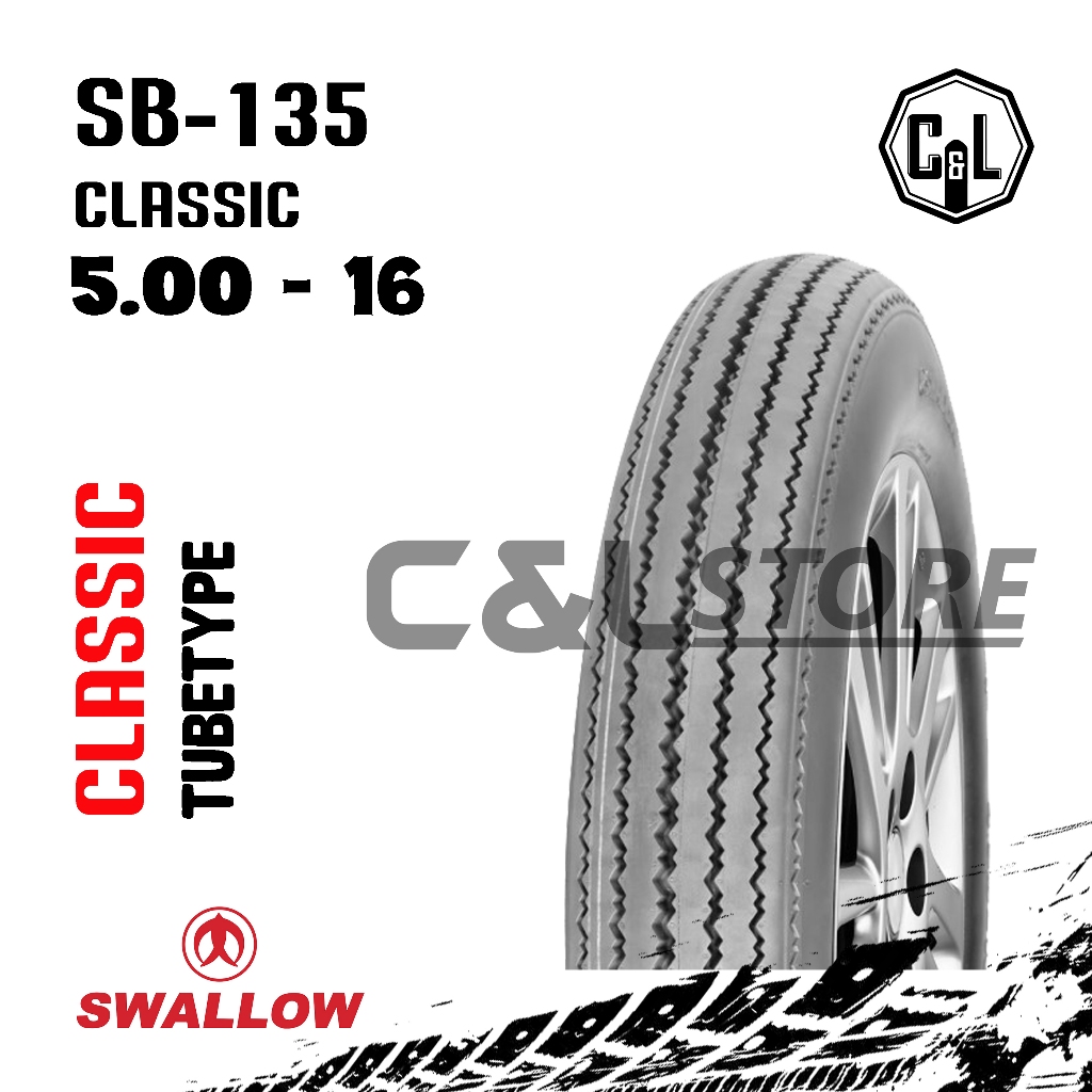 BAN LUAR MOTOR SWALLOW 500-16 RING 16 SB-135 CLASSIC TUBETYPE