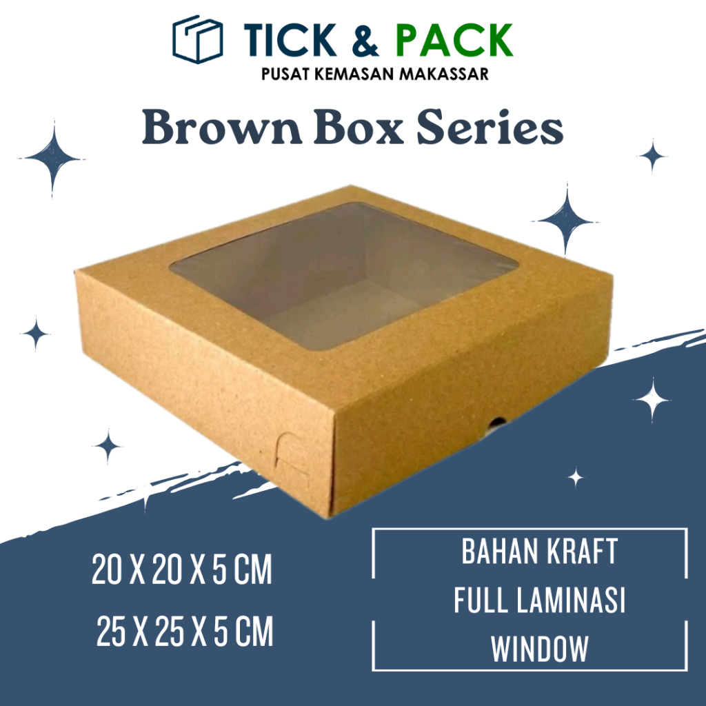 

[ Isi 10 ] Dus Kraft Box 20 x 20 x 5 Laminasi + Jendela Kemasan Kue Dus Kue Packaging Kardus