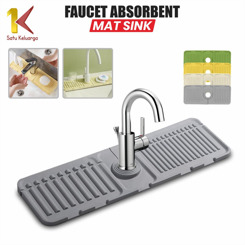 Satu Keluarga Faucet Absorbent Mat Sink Splash Guard C1009 Kitchen Splash Mat Silicone Pad Alas Peli