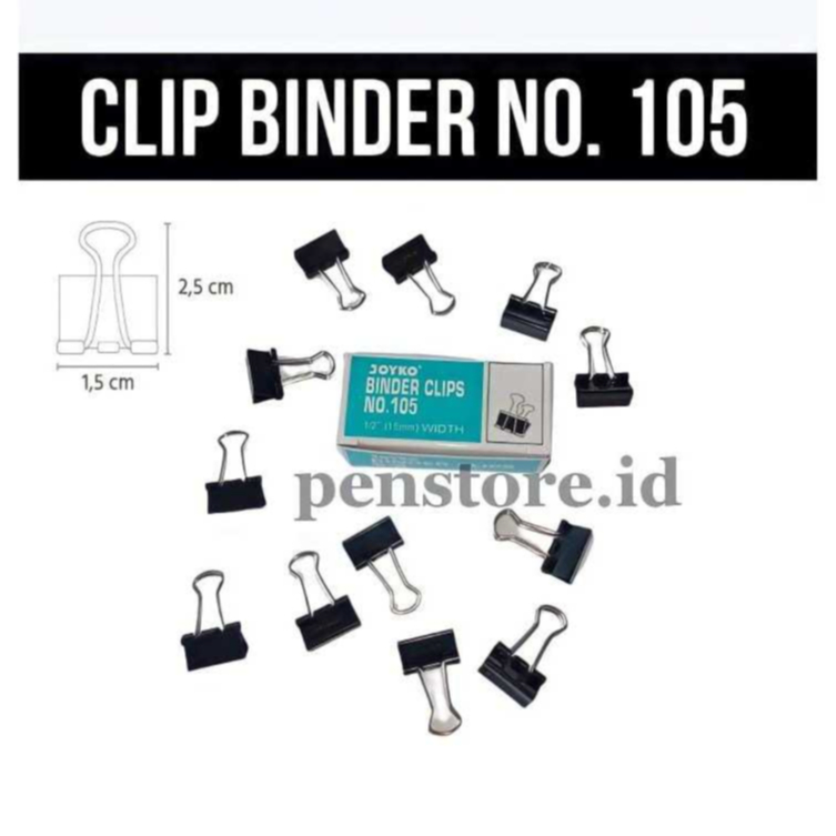 

Binder Clip Joyko No.105 / Penjepit Kertas Kecil Hitam (1pack isi 12pcs)