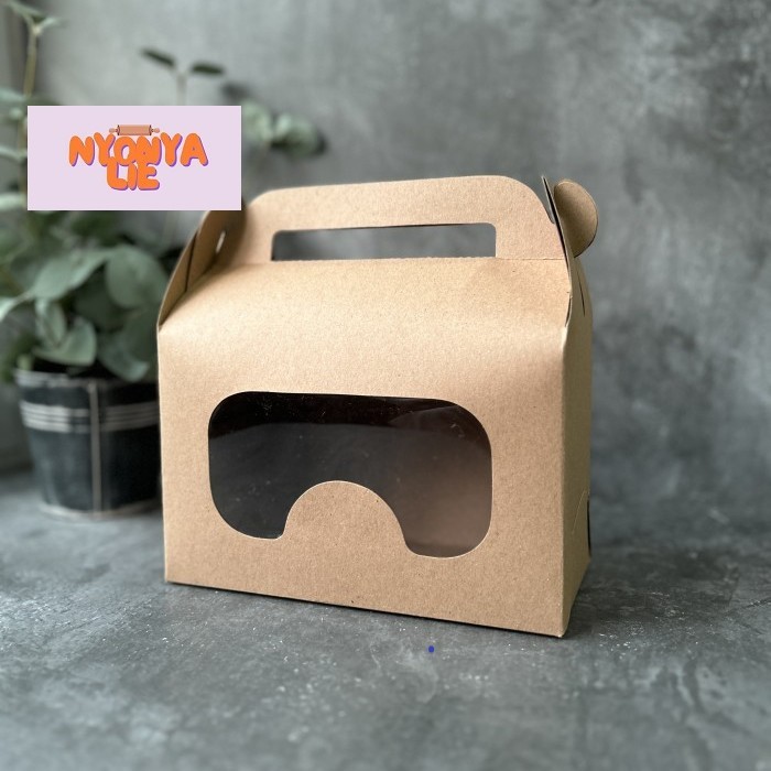 

GB16 Gable Box Kraft Polos 20.5x10.5x13 cm Hampers Cookies Toples 2 Susun