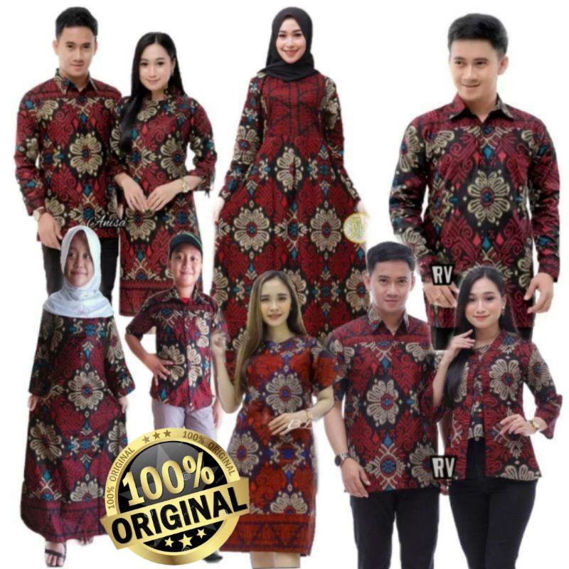 BATIK KELUARGA  KATUN PRIA DAN WANITA AYAH IBU ANAK CEWEK ANAK COWOK KATUN BATIK COPLE FAMILY SARIMB