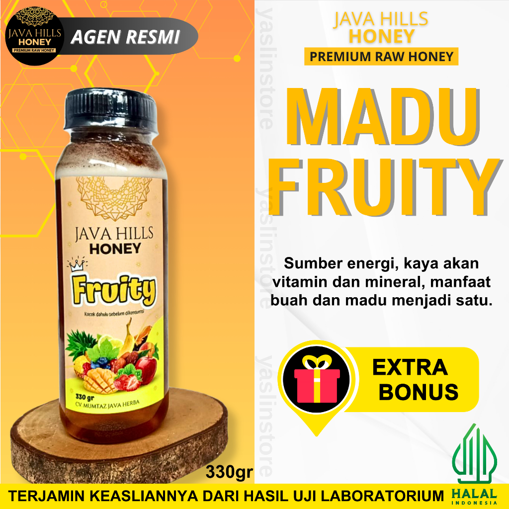 

MADU FRUITY Buah Sumber Energi Vitamin Mineral Java Hills Honey 330gr