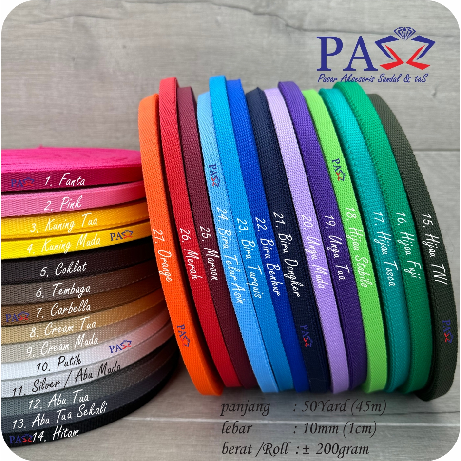 Tali Webbing 1 cm (Bisban) 50 Yard