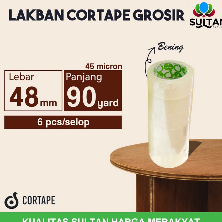 

HOT Lakban Cortape Bening 48 mm x 9 yard Setara Daimaru 1 Selop