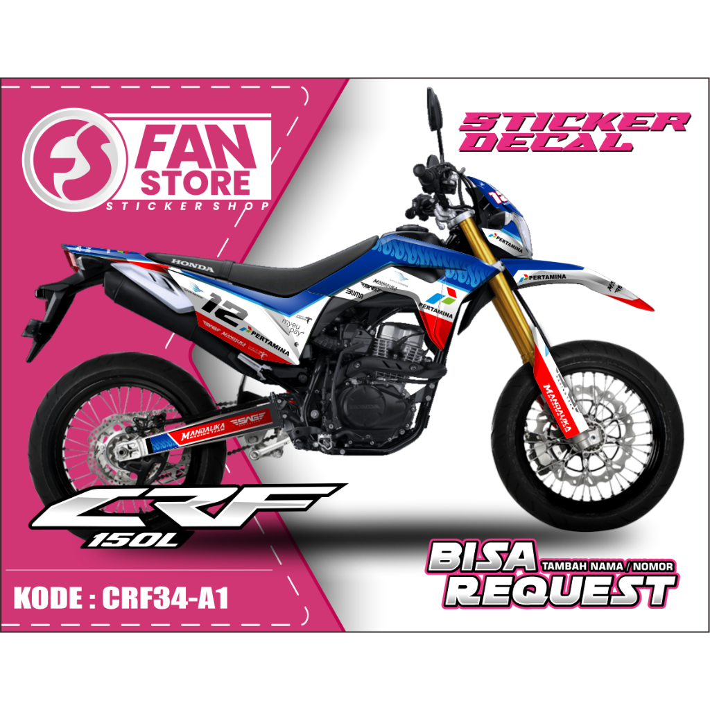 Decal Honda CRF 150L Fullbody Motif Mandalika / Decal Motor CRF 150 L / Decal CRF 150L