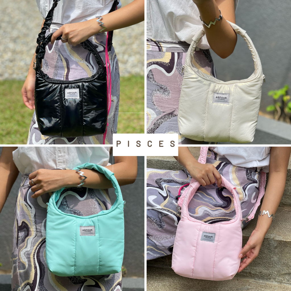 PISCES ||| Slingbag | Tas Wanita Parasut Slingbag Tas Bahu Tas Hologram Puffy Puffer Gratis Tali Pan