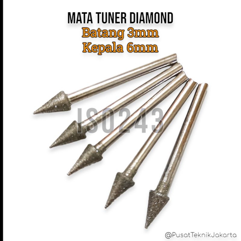 mata tuner diamond type 2 batang 3 kepala 6 mounted stone mata cuner berlian