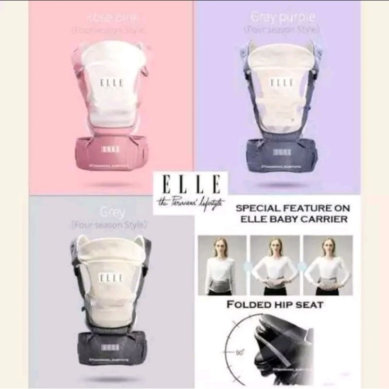 Elle 9in1 Ultimate  Baby Carrier  hipseat warna Rose pink