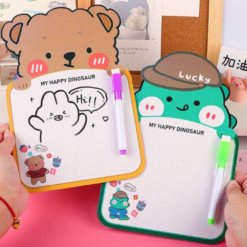 

Papan Tulis Mini Karakter Lucu Cute Free Spidol Bisa Dihapus Tali Gantung
