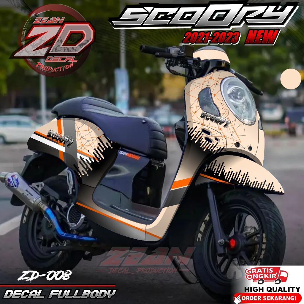 (COD) TERBARU Decal Sticker Motor Scoopy New 2021 2022 2023 2024 Full Body - Sticker Skotlet Variasi New Scoopy Prestige Sport Stylish Fullbody Desain Grafis Abstract Techno ZD08