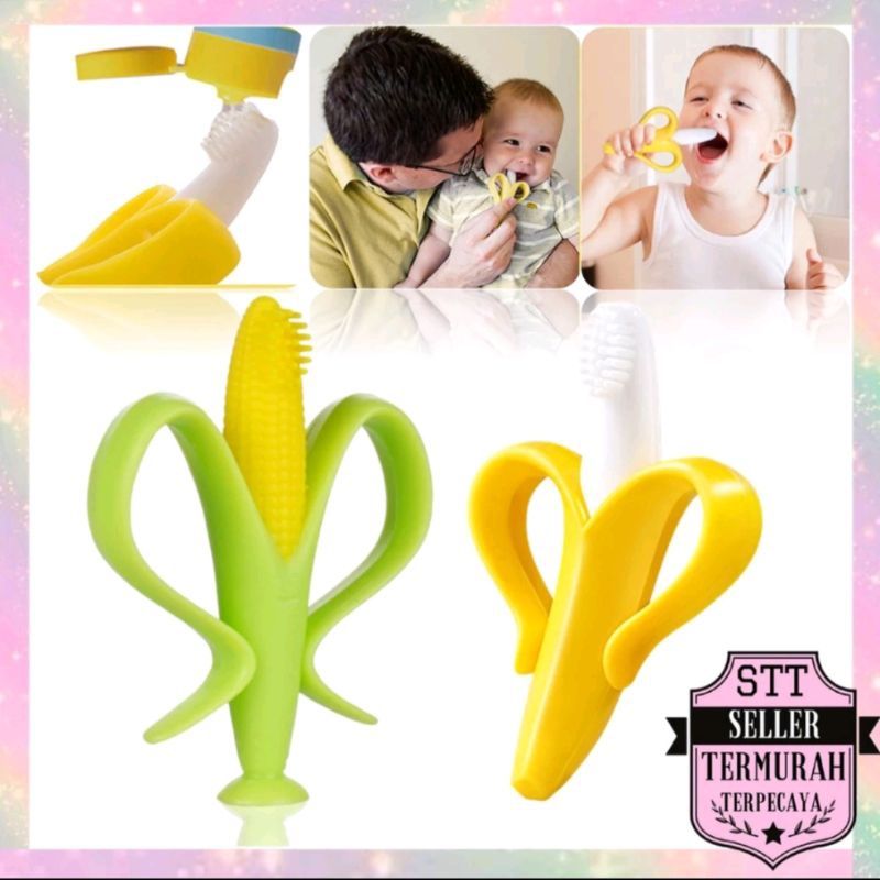Banana Teether Mainan Gigitan Bayi Motif Pisang Teether Bayi Bahan Silikon BPA FRE