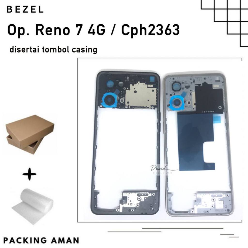 BEZEL OPPO RENO 7 4G / CPH2363 - - TUTUP MESIN + TOMBOL CASING
