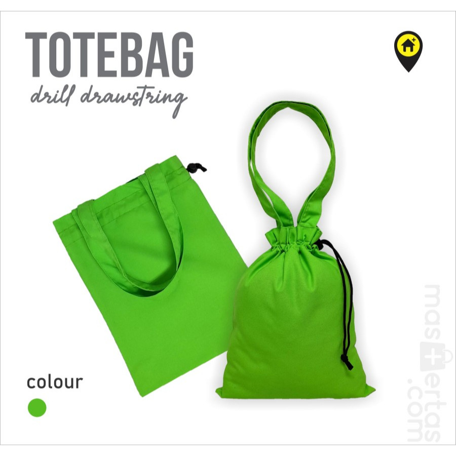 Totebag serut drill tas syukuran ulang tahun drawstring kemasan kue
