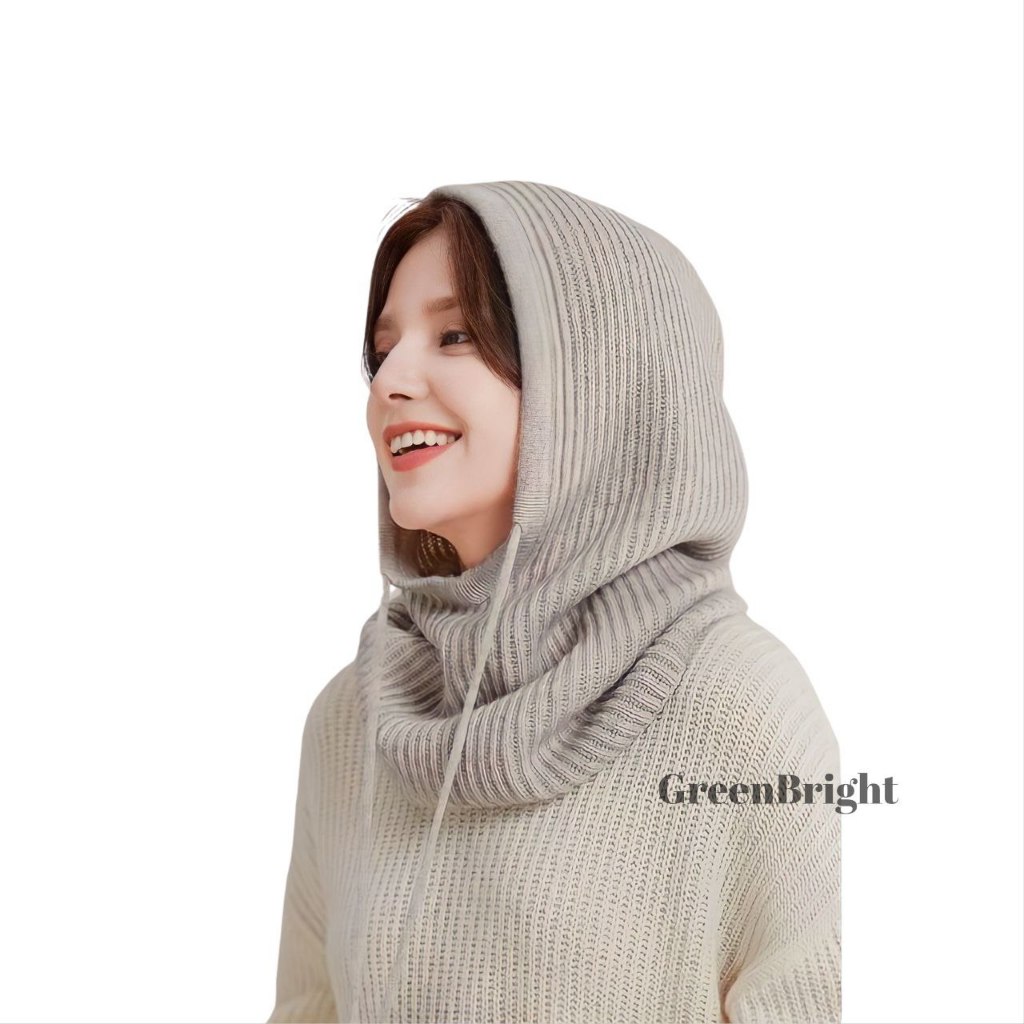 Kupluk rajut balaclava Rajut hijab instan hoodie wanita tebal By - Greenbright