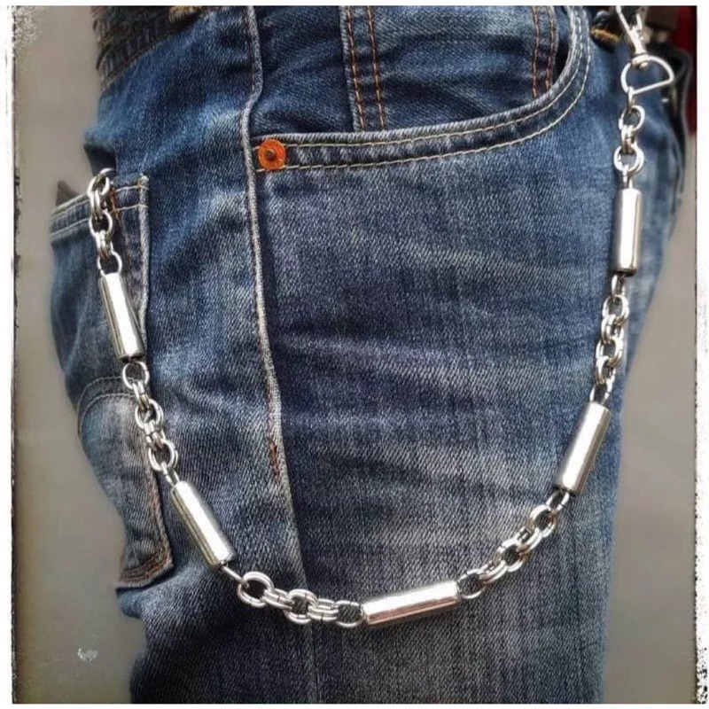 Rantai Celana Pria Pengaman Dompet Pria Keren Baja Stainless Steel Silver Anti Karat Dan Luntur Tali