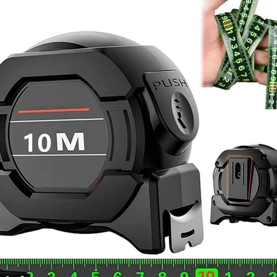 

99 BRANDS FESTIVAL Penggaris neon berteknologi hitam dengan pita pengukur impor 5 meter melebar 75 meter 1 meter menebal penggaris meteran kotak tahan aus presisi tinggi