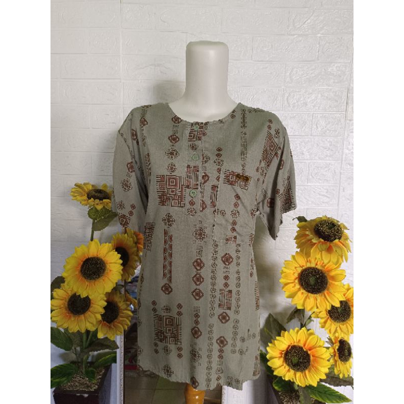 Setelan lengan pendek bahan katun rayon