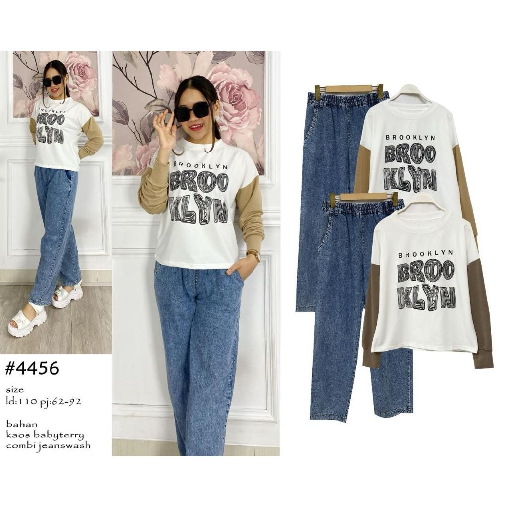 Brokiyn Set Jeans kombinasi kaos babytery / Set jeans kekinian & Terbaru