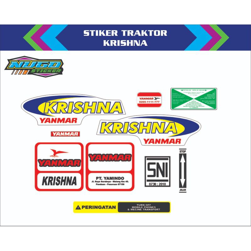 stiker mesin traktor Yanmar Krishna