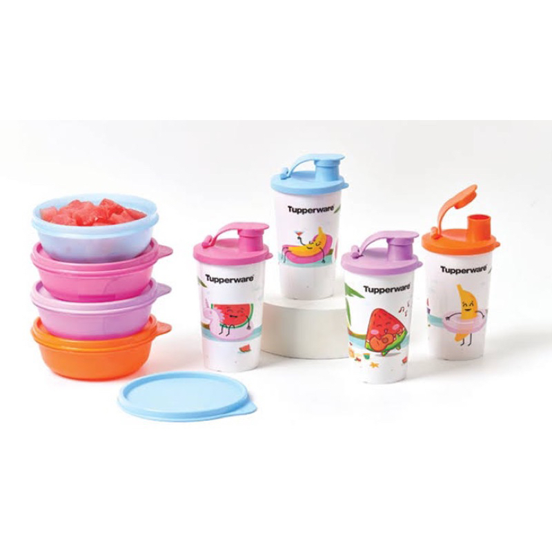 Set Tempat Makan dan Botol Anak Paud TK SD Happy Days Tupperware