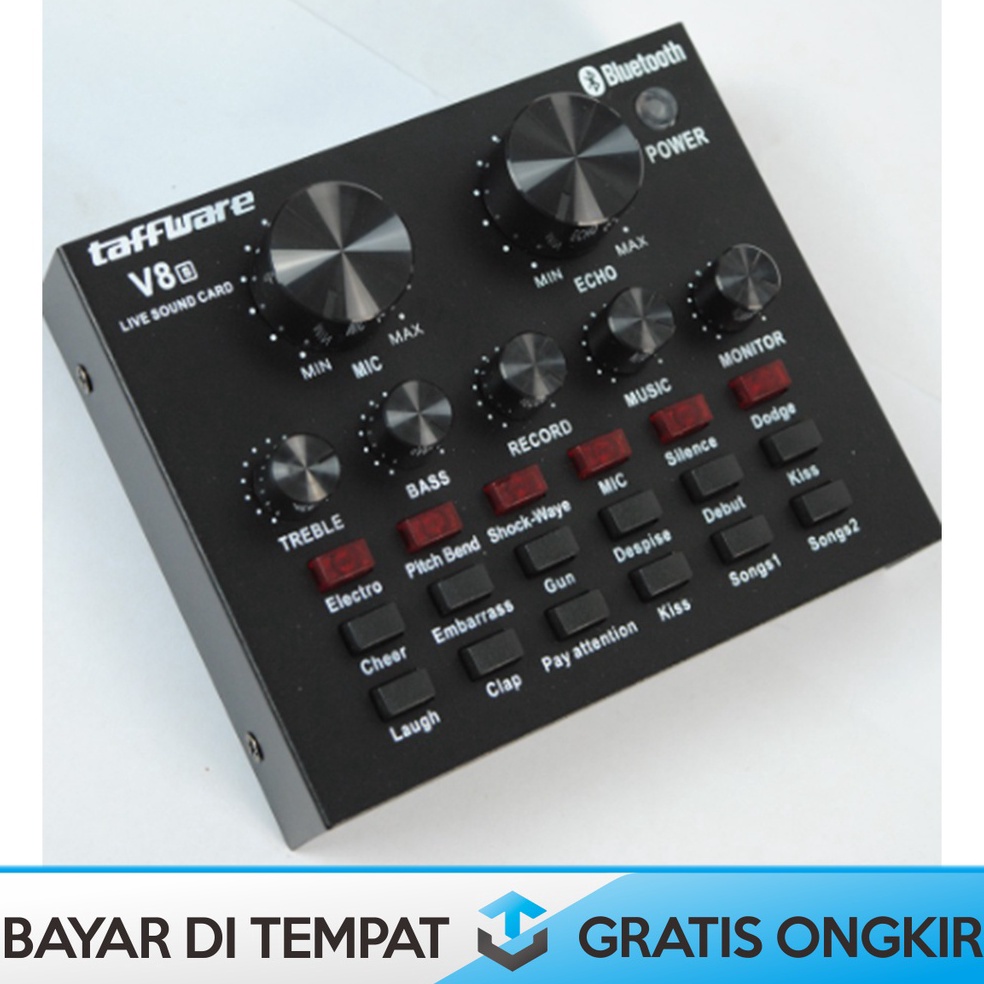 WOW PAKET LENGKAP SOUNDCARD V8 PLUS ORI TAFFWARE V8S BLUETOOTH USB MURAH