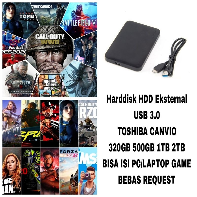 HDD Hardisk Eksternal Toshiba Canvio 320GB 500GB 1TB Isi PC Game