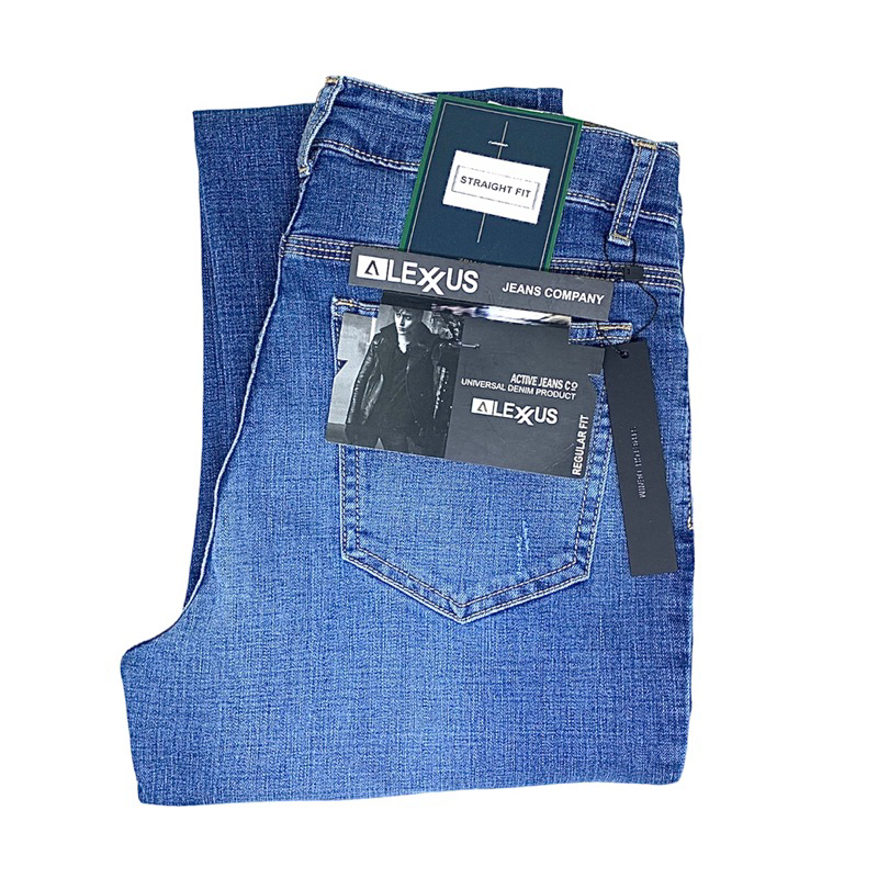 Celana Pria Jeans Stretch LEXUS Jeans Company Destroy Biru Jeans - Regular fit / Standar Jeans Melar