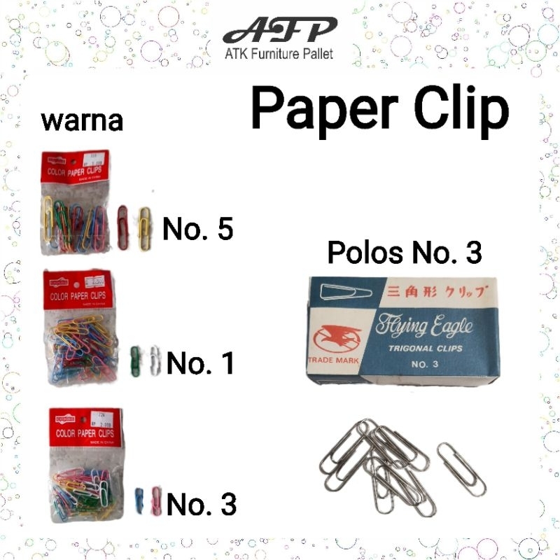 

Paper Clip Kertas Warna Polos No 3 1 5 Klip Kecil Sedang Besar 28 33 50 mm