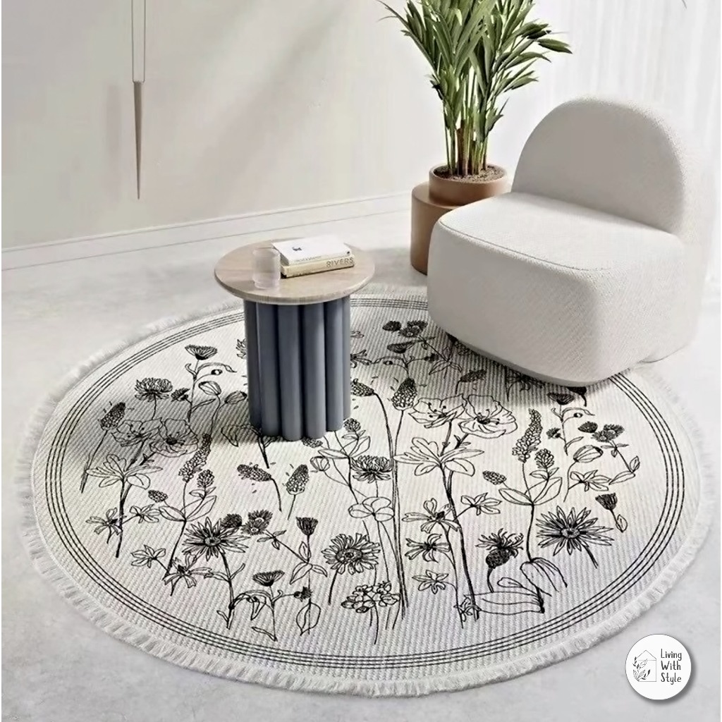 Living With Style - Bohemian Rustic Round Rug / Alas Karpet Lantai Bulat Nordic Scandinavian / Keset