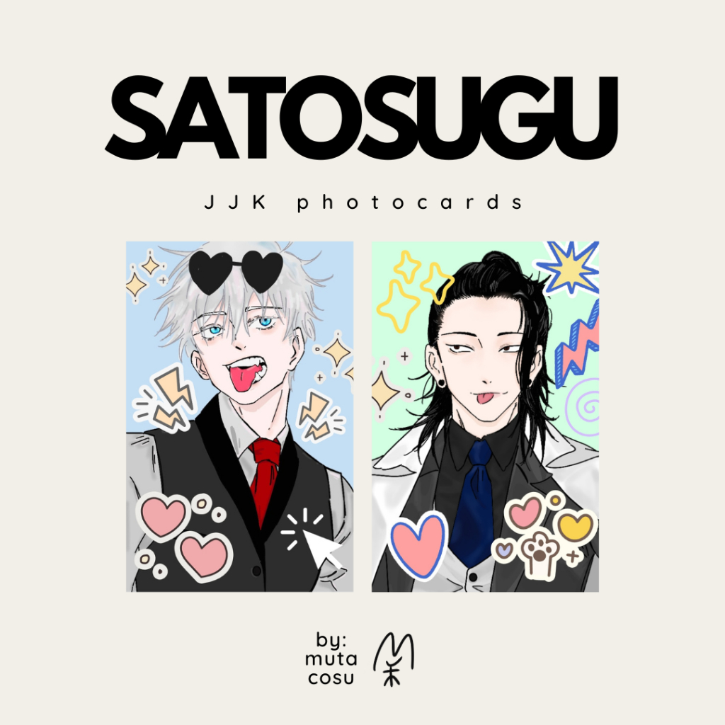 [READY] Jujutsu Kaisen Glitter Photocards Pc Fanmerch SATOSUGU Gojo Satoru & Suguru Geto