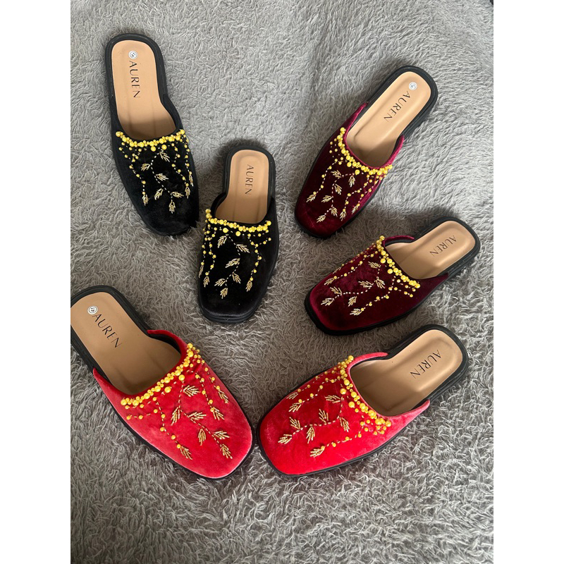 auren series selop pengantin bludru/slop manten adat jawa pria bludru/sandal pengantin pria