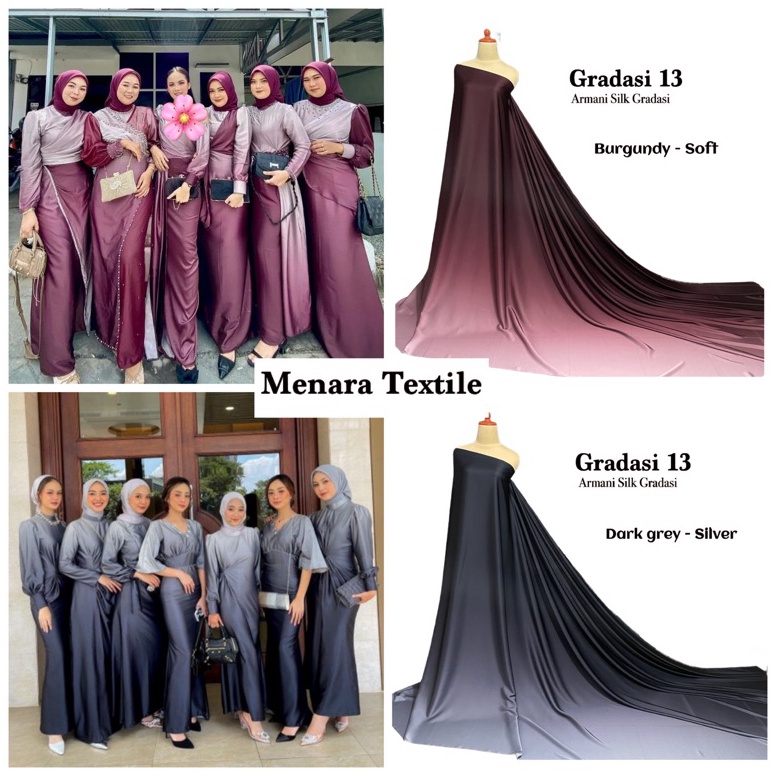 Splash Bahan Kain Armani silk gradasi warna ombre Premium mewah  armany silk dua warna  bahan gamis 