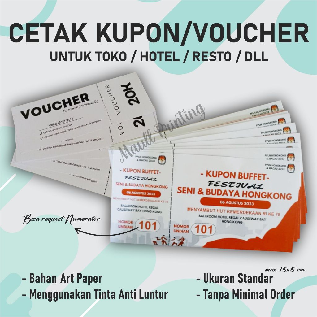 CETAK KUPON/VOUCHER BAHAN ART PAPER