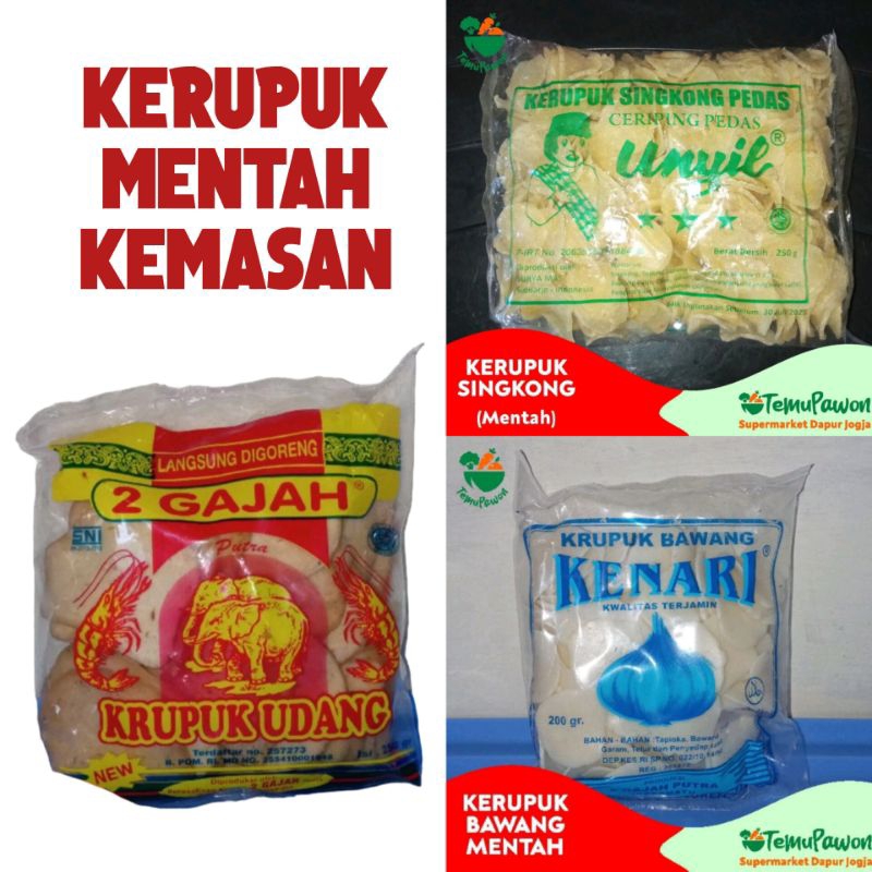 

KERUPUK BAWANG SINGKONG UDANG BESAR MENTAH KEMASAN - Krupuk Mentah Siap Goreng - TemuPawon