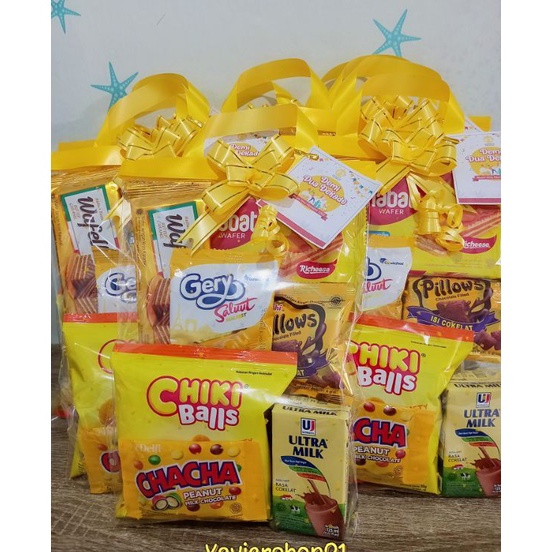 

DISKON Paket snack ultah anak tema KUNING FREE CARD