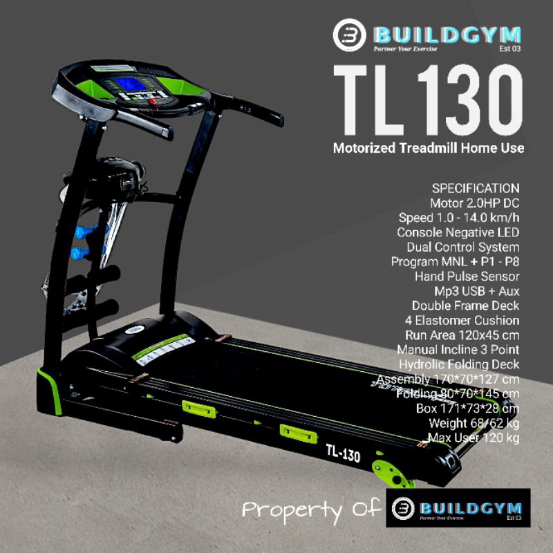 Treadmill Elektrik 5 Fungsi TL 130 Treadmill Electric 5 Function TL130  Manual Incline
