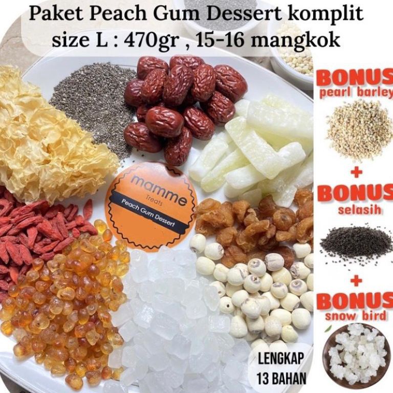 

TERBARU paket peach gum dessert komplit tao jiao pearl peach gum 47gr PGL