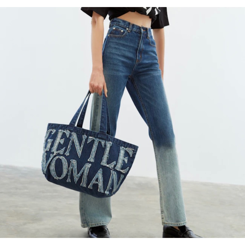 Gentle Woman Denim Tote Bag - Navy