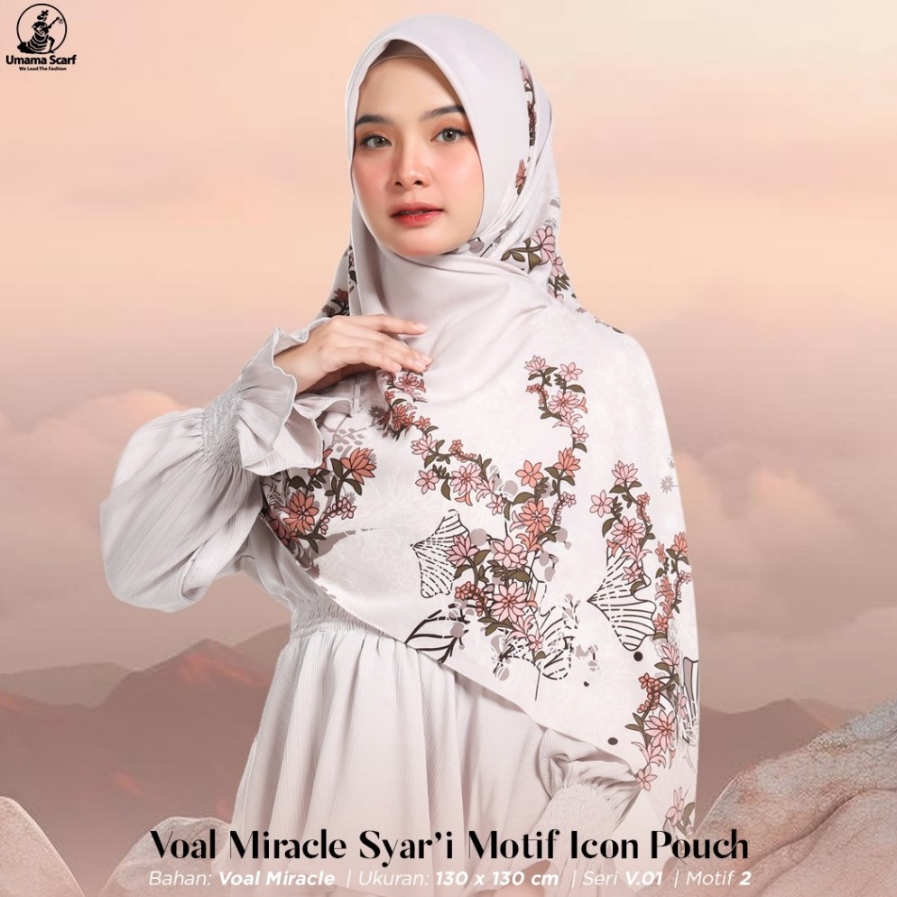 Swip up Jilbab Umama Voal Miracle Syari Motif Pouch LOGO UM GOLD 13x13cm