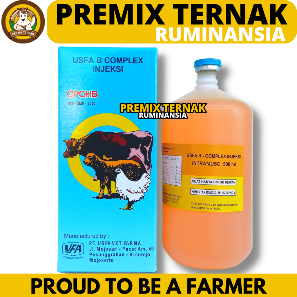 USFA B COMPLEX INJEKSI 500ml - Vitamin B kompleks Hewan Sapi kambing Domba