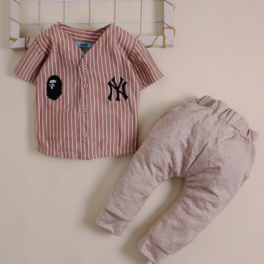 READY STOK Nuna Store SaintQueen Motif Baseball NY 1  Setelan Baju Bayi 6 bulan  4 tahun Baju Anak L
